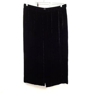 Eileen Fisher Velvet Ankle Pants Women's Plus Size 3X Black Wide Leg Silk Blend